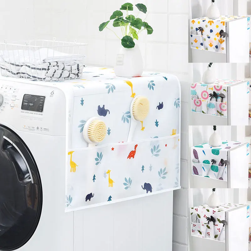 

PEVA Waterproof Refrigerator Dust Cover Storage Dustproof Washing Machine Cover Home Printing Refrigerator Cover Hanging Bag