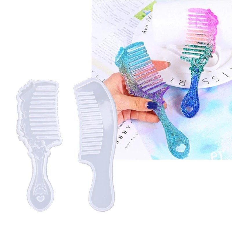

2 Shapes Comb 3D Transparent Epoxy Resin DIY Mold for DIY Comb Casting Silicone Mold Art Craft Making Handmade Comb Gift