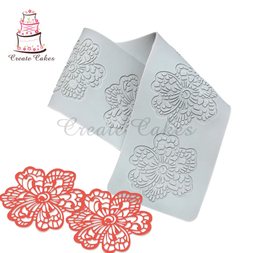 

New Flower Design Lace Mat Sugar Craft Silicone Pad Dessert Placing Chocolate Molds Fondant Cake Decorating Moulds