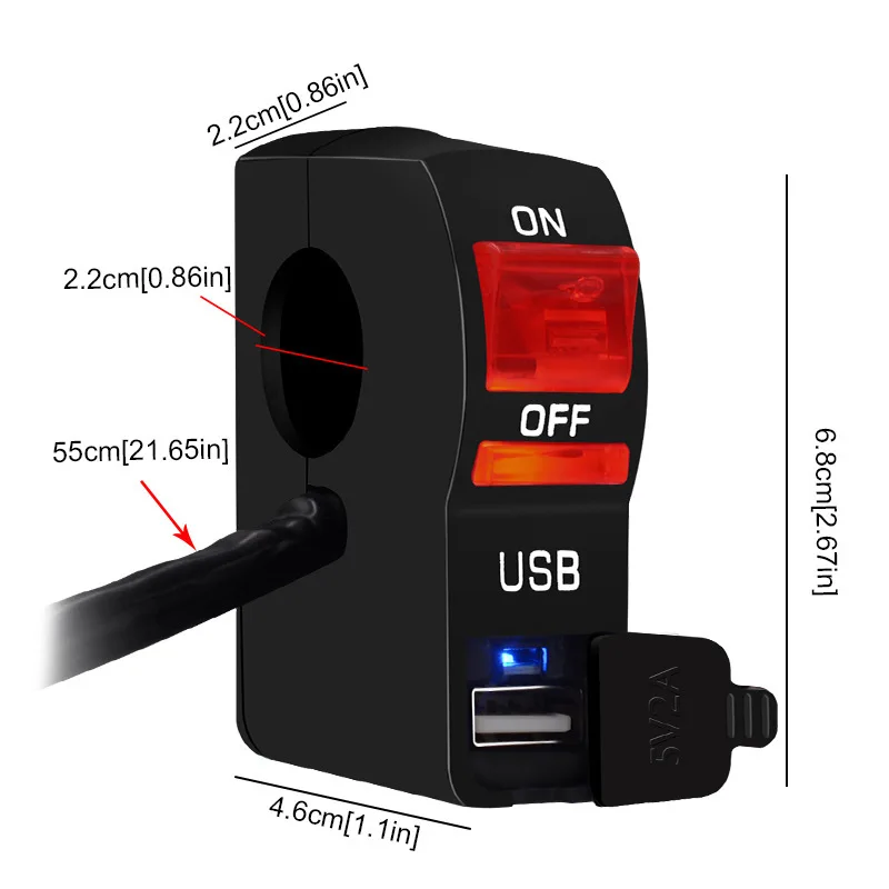 Универсальный мотоцикл USB зарядка переключатель 12 в источник питания с одним
