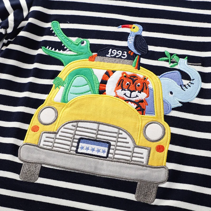 Летняя хлопковая футболка в полоску для мальчиков футболки с короткими рукавами