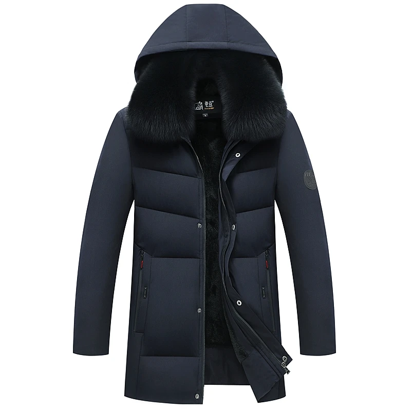 Winter Parka Men's Solid Jacket 2020 New Arrival Thick Warm Coat Long Hooded Jacket Fur Collar Windproof Padded Coat Fashion Men