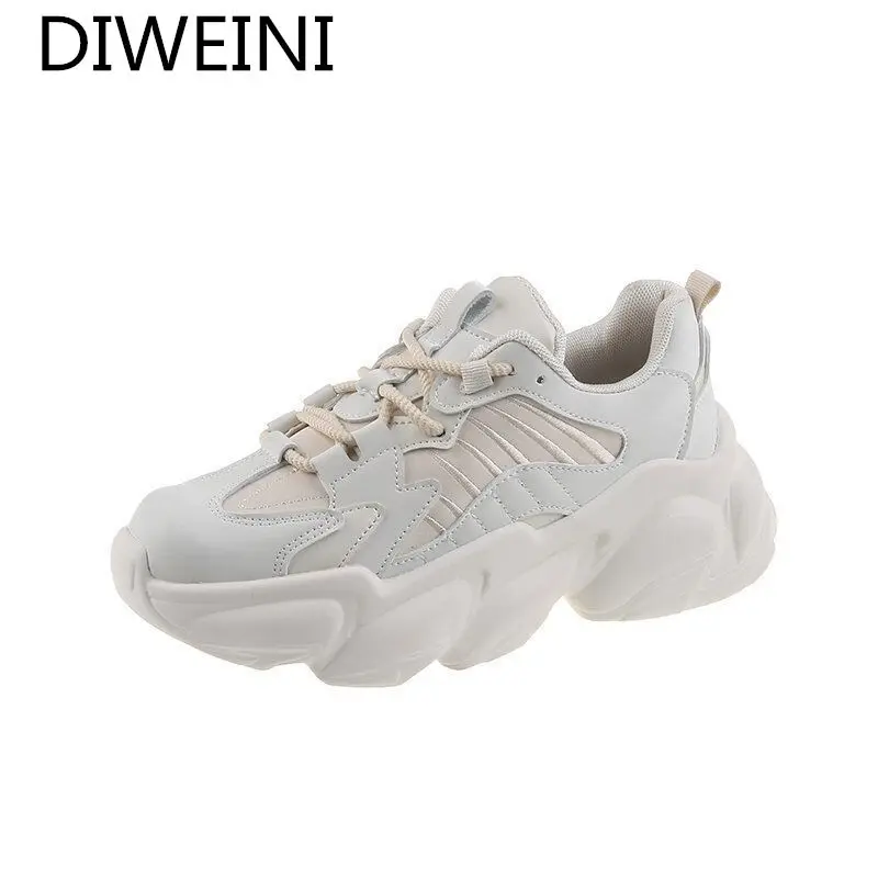 

2021 Women's Shoes Fashion New Vulcanized Shoes Women's Sneakers Spring Walking Platform Shoes Comfortable Lace-up Casual Shoes