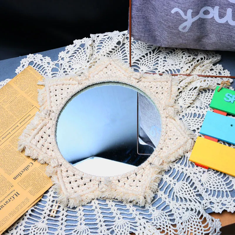 Гобелен из макраме Настенная Декорация зеркало в богемном стиле креативный