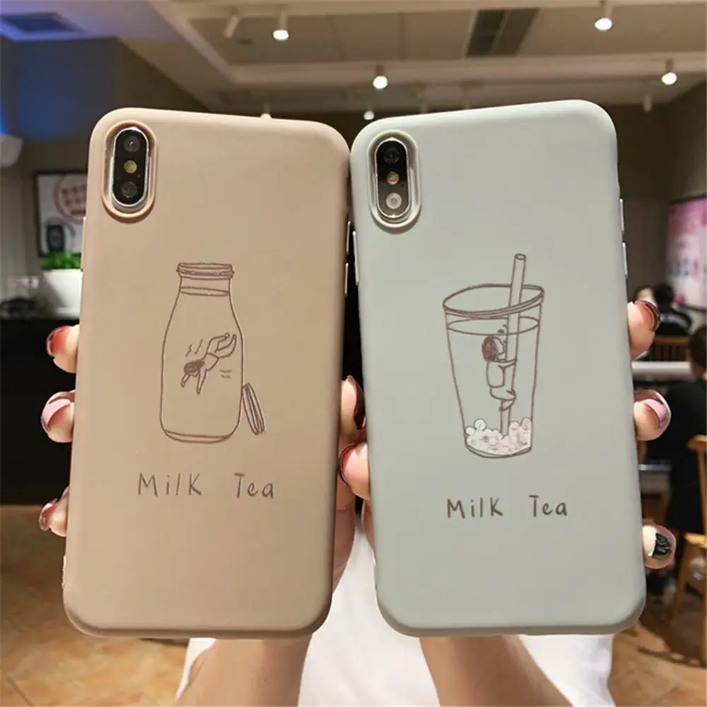 Lovebay молочная бутылка для чая чехол для iPhone 7 8 6 6S Plus силиконовые чехлы для телефонов iPhone X XR XS Max пары буквы мягкий чехол из ТПУ