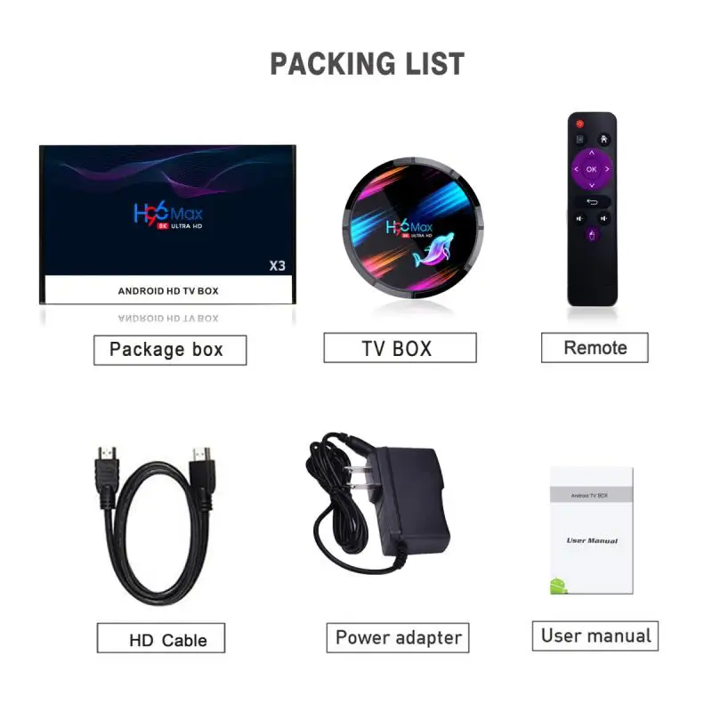 

New H96 Max Smart TV Box Android 10.0 Quad Core Wireless Double WIFI TV Set-top Box PK3318 128G Google Media Play Andorid TV Box