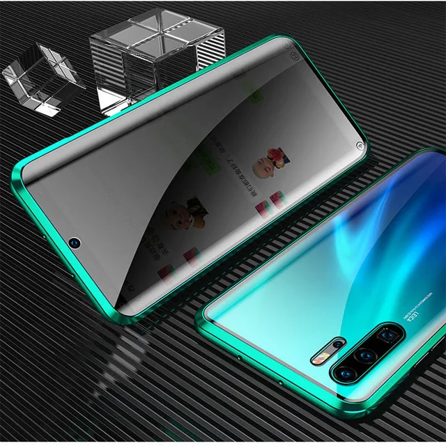 Green Магнитный чехол для huawei P30 P20 Pro Honor 9X20 Pro mate 20 X Nova 4 5 5i Pro двусторонний металлический чехол из закаленного стекла - Цвет: Green