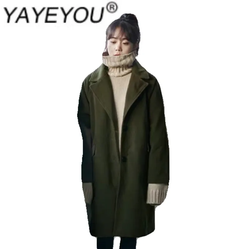 

YAYEYOU Medium - and long-style woollen coat students slim popular western leisure atmosphere temperament capable lovely retro