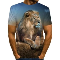 new summer big tall mens crew neck short sleeve pullover 3d lion animal oversize t shirt custom