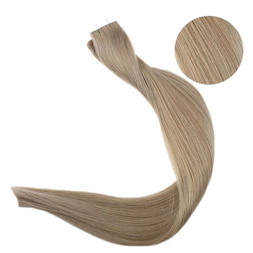 14 Dark Blonde Полный блеск, сплошной цвет, лента для наращивания, человеческие волосы, 100 г, 40 шт., лента для волос, кожа, уток, машина для наращивания, Remy - Цвет: 14 Dark Blonde