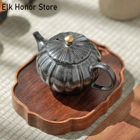 japanese style coarse pottery gold teapot single pot handmade rust glaze ceramic master pot household kungfu tea maker ceremony