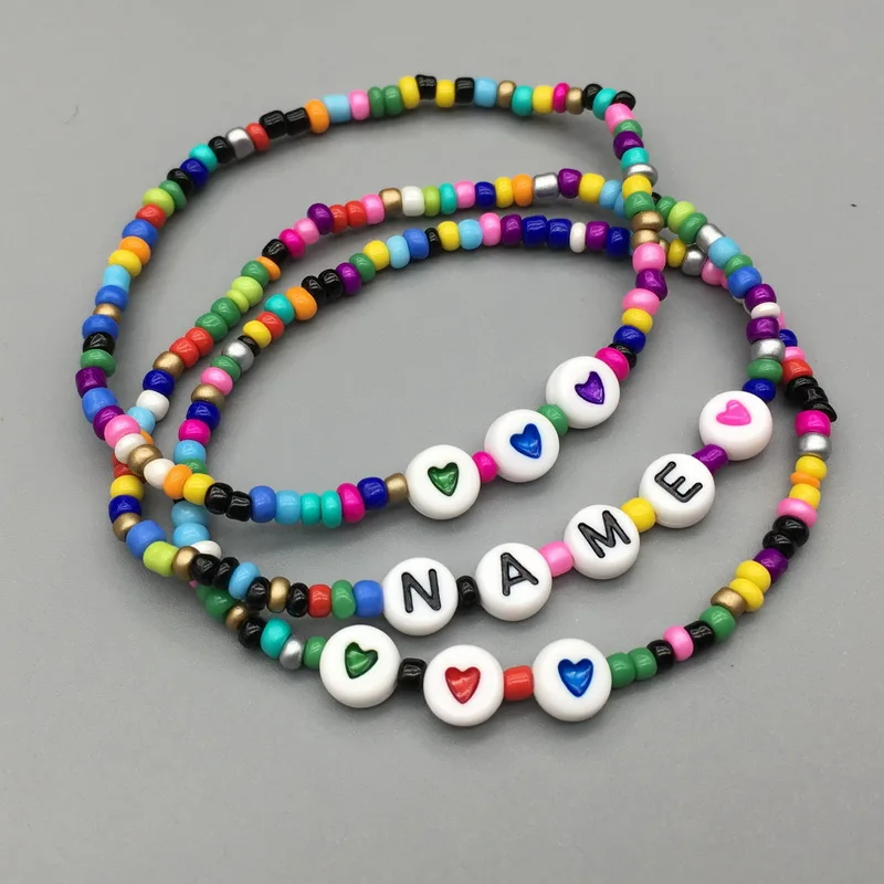 

custom Couple Letter Beads His and Her Bracelet Men Women Name Bracelets DIY Jewelry