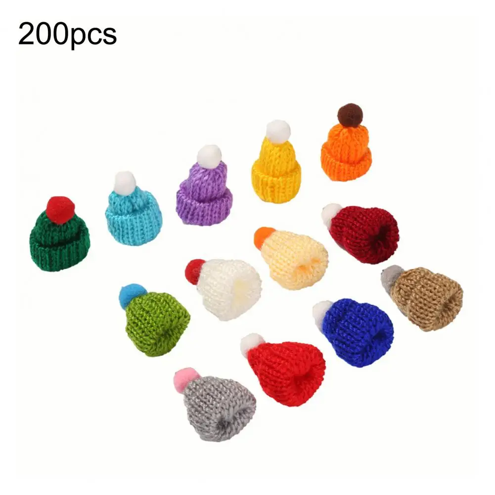 

200Pcs Knitting Mini Pompon Hats Small Caps DIY Craft Christmas Decoration Toys Jewelry Accessory Small Caps Components