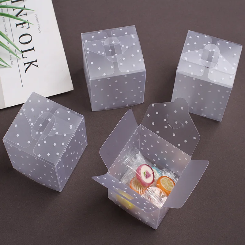 

10/20pcs 4cm,5cm,6cm Square Dot Translucent Pvc Candy Box Cookie Packing Box Jewelry Gift Box Baby Shower Birthday Party Decor