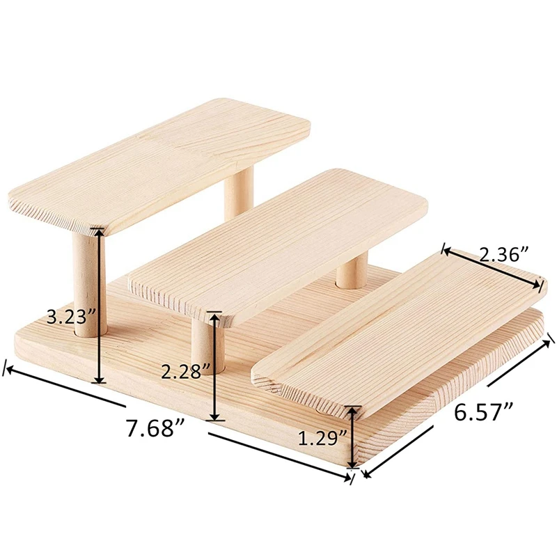 Wooden Display Risers 3 Layers Glasses Stand Jewelry Holder Wood Organizer Tray for Cabinet Desktop | Украшения и аксессуары