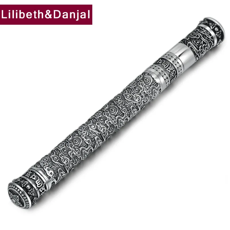 

Creative Gift Ballpoint Pen Necklace Pendant 925 Sterling Silver Buddha Mantra Vajra Cloud Women Men Jewelry 2021 New Arrival P6