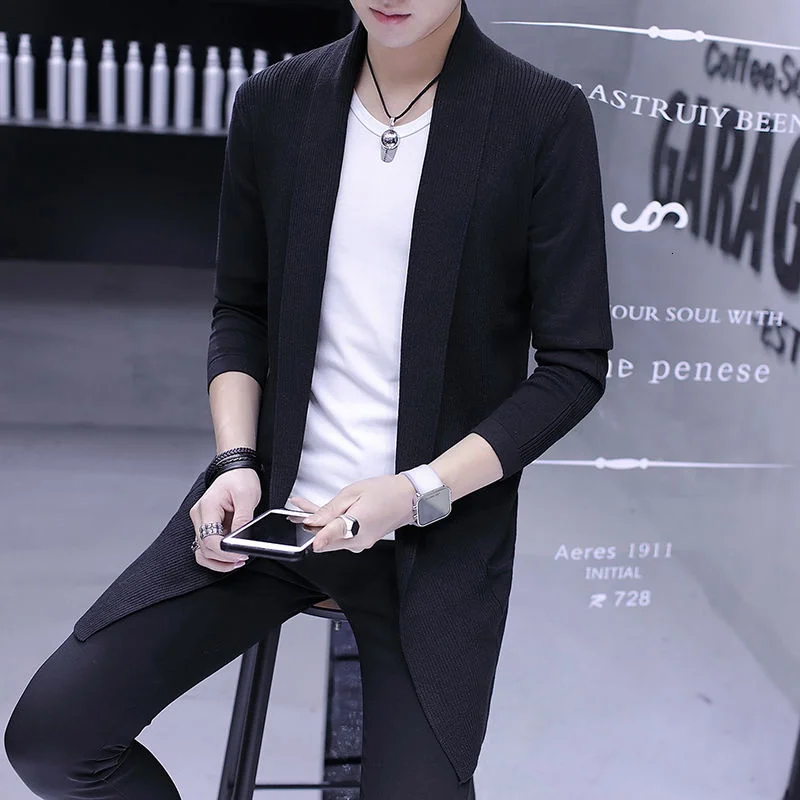 

Новинка осени 2021, популярный стильный кардиган, свитер, Мужская тонкая куртка, Корейская Повседневная вязаная одежда, однотонная длинная Ре...