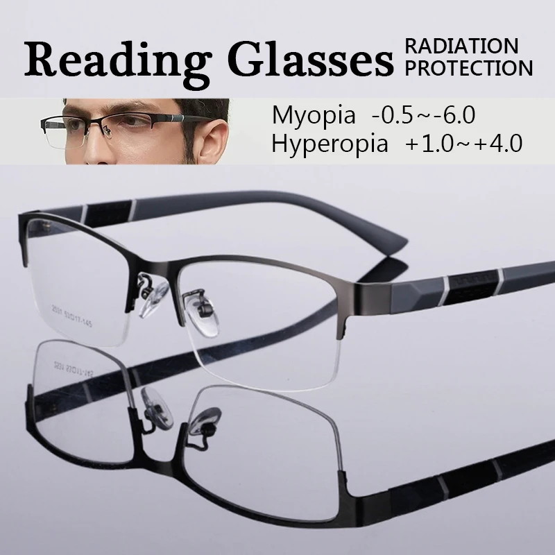

Half Metal Frame Nearsighted Glasses Unisex Prescription Myopia 0 -0.5 -1 -1.5 -2 -2.5 -3 -4 -5 -6