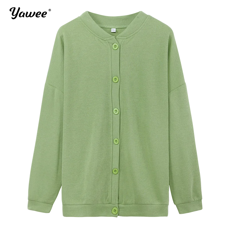 

Sweatshirt Women button loose Pullover Moletom Autumn Female Solid Pure Color Hatless Hoodies clothes sudadera mujer