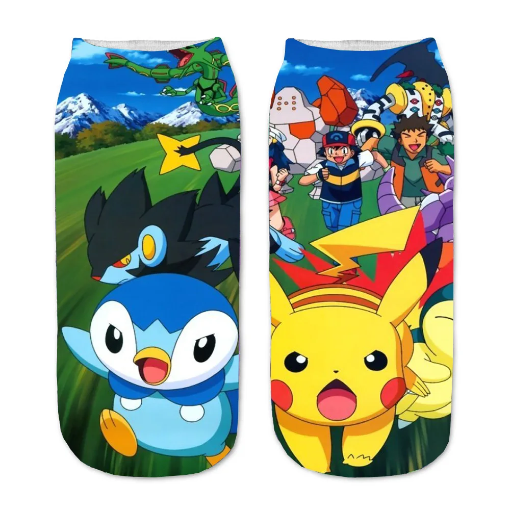 Новые детские носки Pokemon Pikachu со 3D-рисунком аниме Фигуры, милые носки для косплея для мальчиков и девочек из хлопка короткого кроя подарок 22см*7.8см.