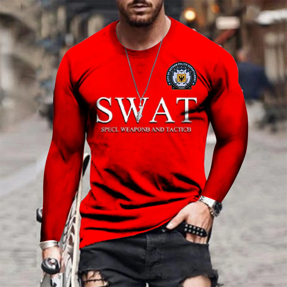 

Police SWAT Security T Shirts Man Cool Police T-shirt Short Sleeve Man Tops