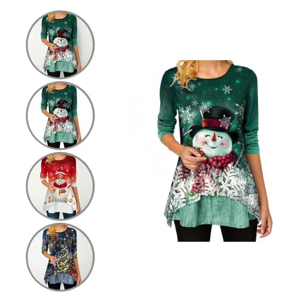 

Comfortable Durable Women's Merry Christmas Shirt Tops Polyester Christmas Pullovers No Shrinkage for Home