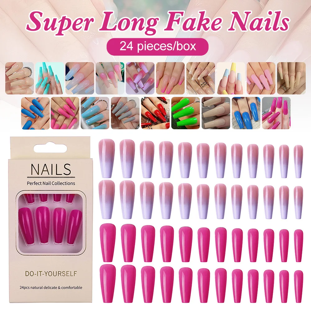 

Super Long Fake Nails Press on False Nails Ballerina Full Cover Fingernails Tips Nail Art Salon Tip Decoration for Home Salon