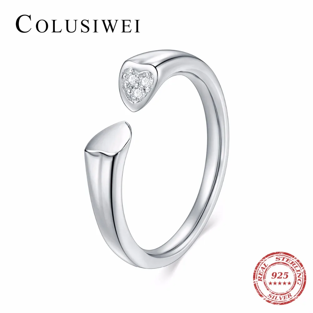 COLUSIWEI 925 пробы серебряные украшения свадебные Сияющий сердца кольца модные