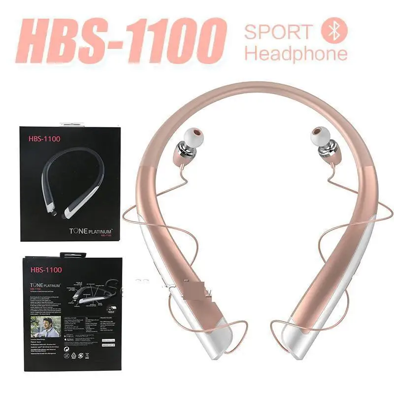 

HBS1100 Bluetooth Wireless Headphones LG HX1100 Neckband CSR 4.1 Waterproof Noice Reduce Sport Headsets With Hard Retail Package