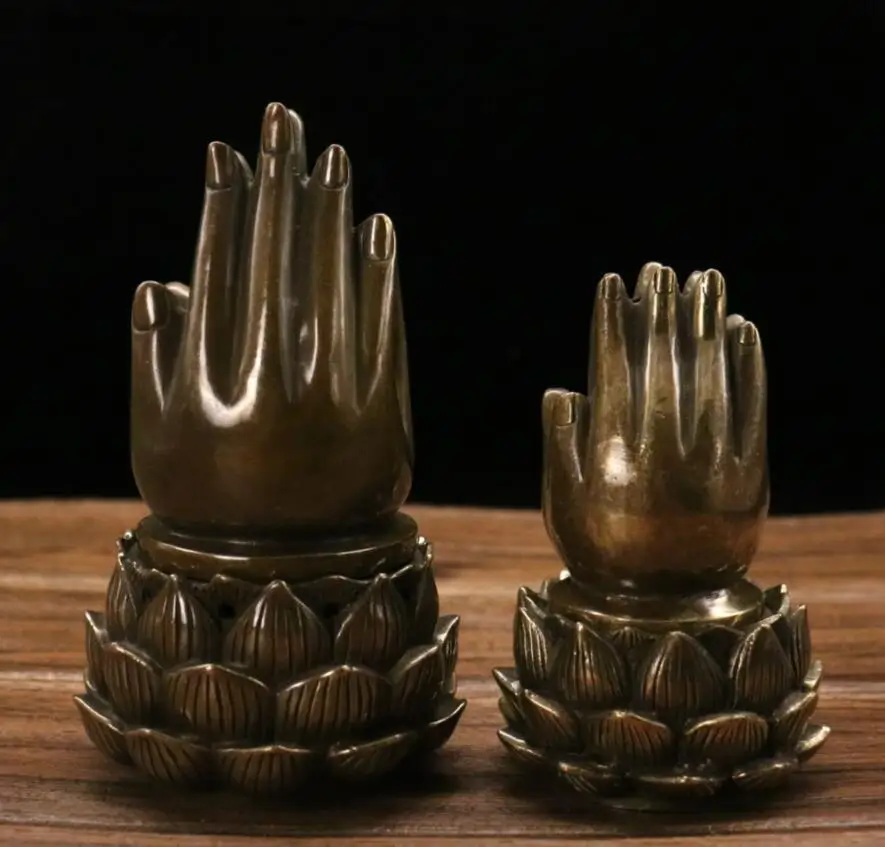 

Archaize brass creative lotus Buddha hand Incense burner household decoration crafts statue