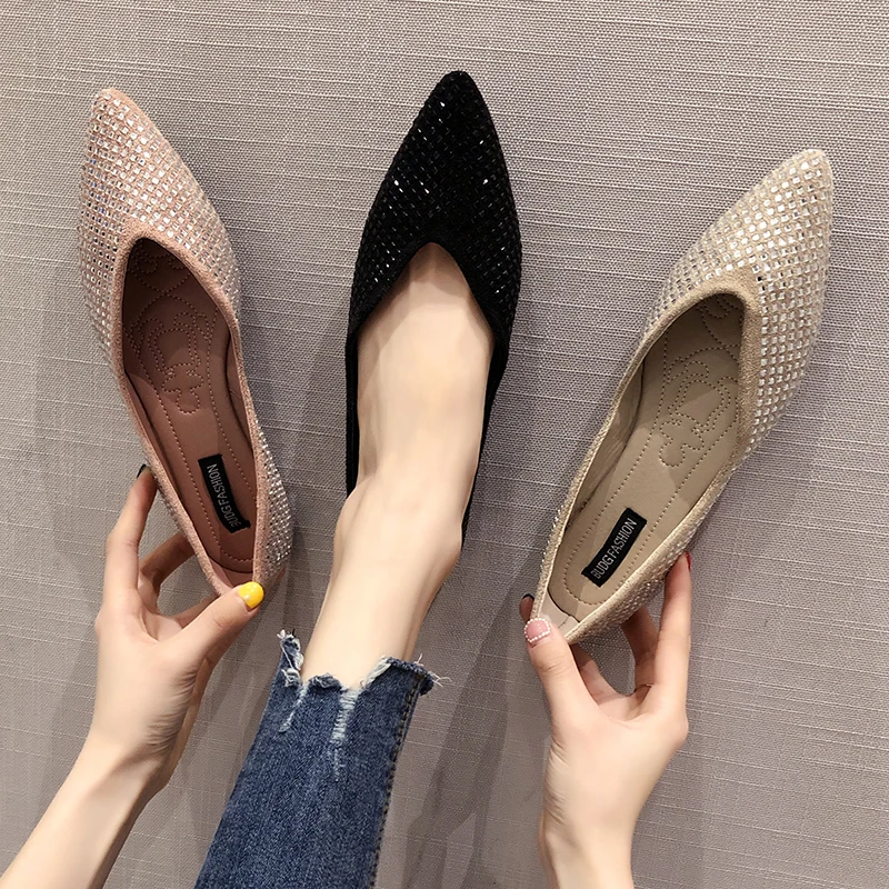 Женская обувь на плоской подошве Элегантные модные женские балетки с острым