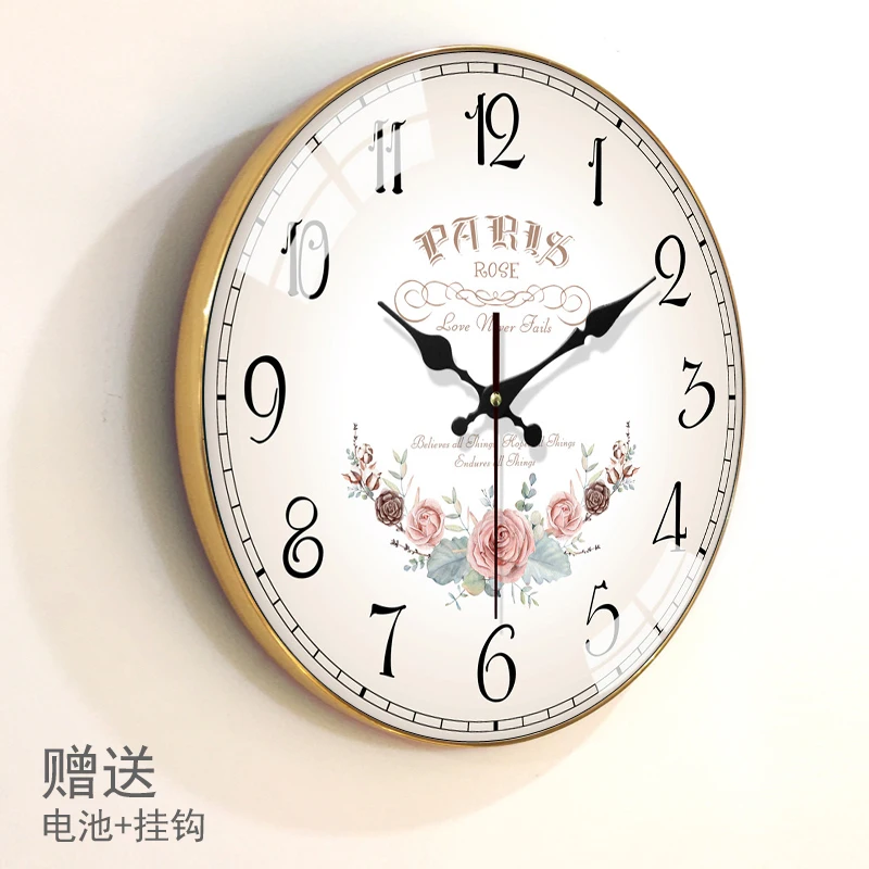 Настенные часы в европейском стиле бесшумные для кухни гостиной Золотые Ретро