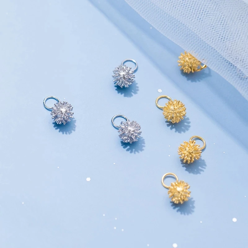 925 Sterling Silver Craftwork Fur Ball Design Small Dangle Charms DIY Jewelry Making Gift Fancy S925 Decoration Pendant | Украшения и