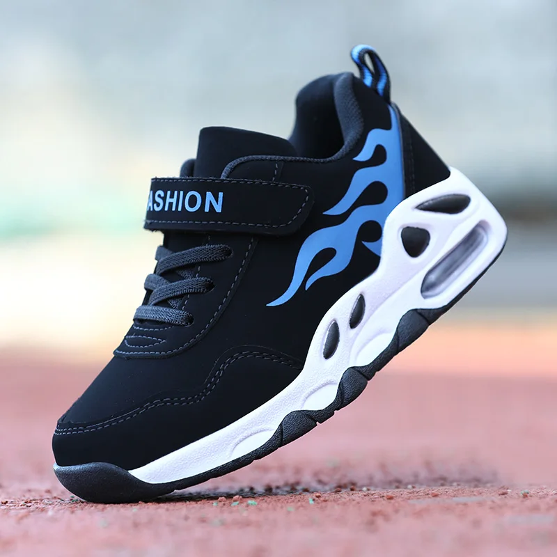 PU-Blue Модные дышащие спортивные кроссовки для мальчиков, школьная обувь, Весенние большие детские кроссовки, детские кроссовки для мальчиков, Размер 29-39 B55 - Цвет: PU-Blue