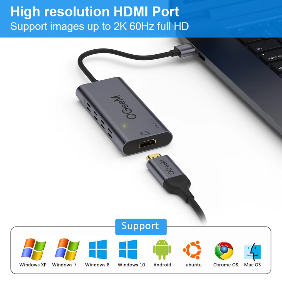 QGeeM USB 3.0 to HDMI DVI Adapter Hub для портативных ПК Компьютерные аксессуары TV HUB нескольких