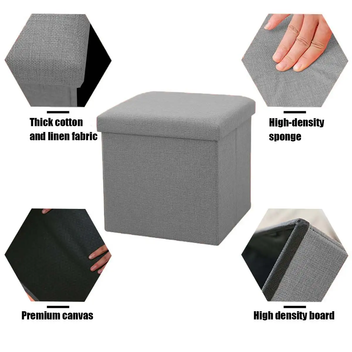 

Functional Linen Storage Foot Stool Ottoman Bench Folding Chest Storage Cube Colorful Storage Box Upholstered Seat Removable Lid