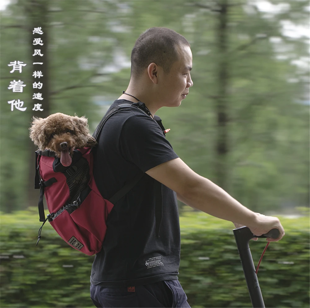 Сумка для переноски собак "Dog Carrier Bag" на плече, рюкзак для путешествий, с выступающими карманами, вентиляцией и дышащими материалами для использования на открытом воздухе, на мотоцикле или в походе.