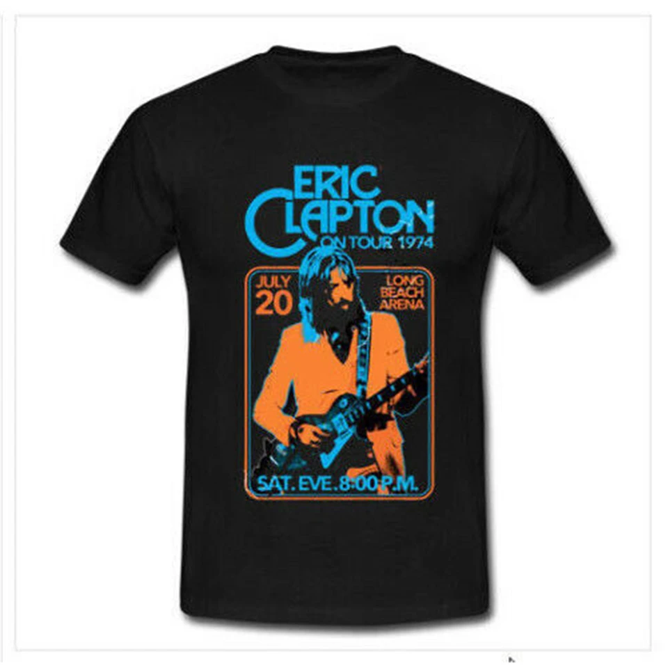 Мужская хлопковая футболка ERIC CLAPTON TOUR черная с короткими рукавами размеры от S до