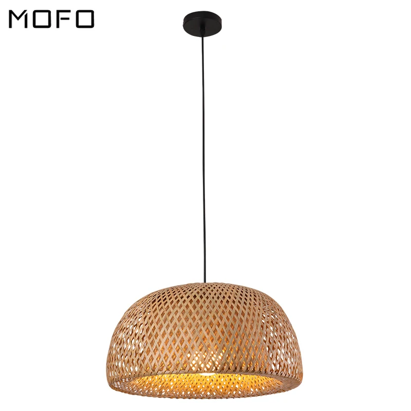 

Japan Bamboo LED Pendant Lights Hand Knitted Bamboo Hanging Lamp Coffee Pendant Lamp with Bamboo Dinning Room Kitchen Fixtures