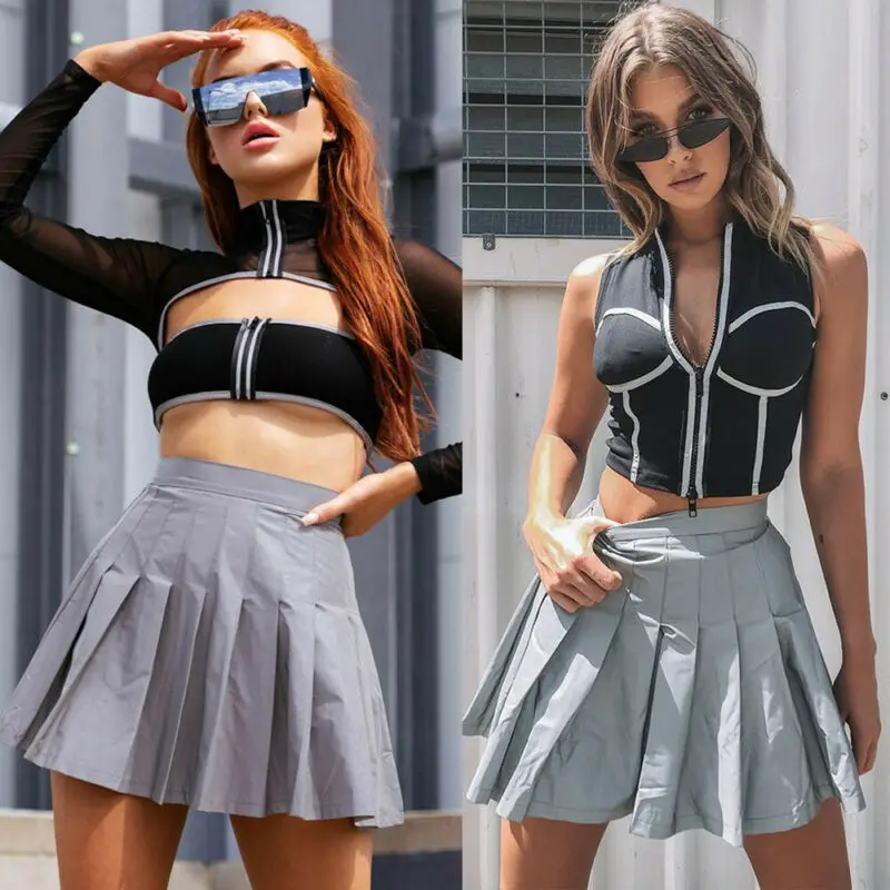 Новинка 2019 года модная брендовая Женская мини-плиссированная юбка с завышенной