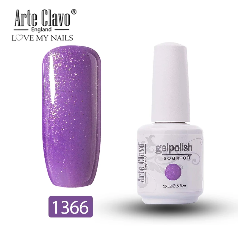1366 Arte Clavo 15ml New Color Gel Nail Polish UV Glitter Nail Gellak Matt Top Base Soak Off Nail Art Design Lacquer Nail Gel Varnish - Цвет: 1366