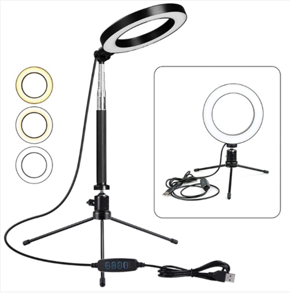 

Circle Light with Adjustable Tripod Stand Selfie Stick Multifunction LED Selfie Ringlight for Tiktok YouTube Video livestreaming