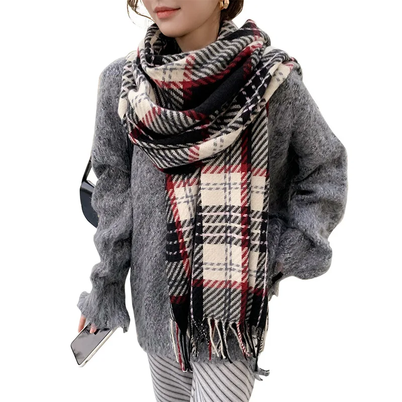 Новая женская длинная шаль из искусственной пашмины пончо Женское зимнее