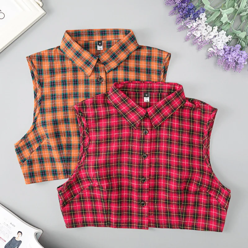 

Adult Women's Plaid Fake Collar Detachable Collars For Women Detachable Lapel Shirt False Collars Blouse Neckwear Nep Kraagie