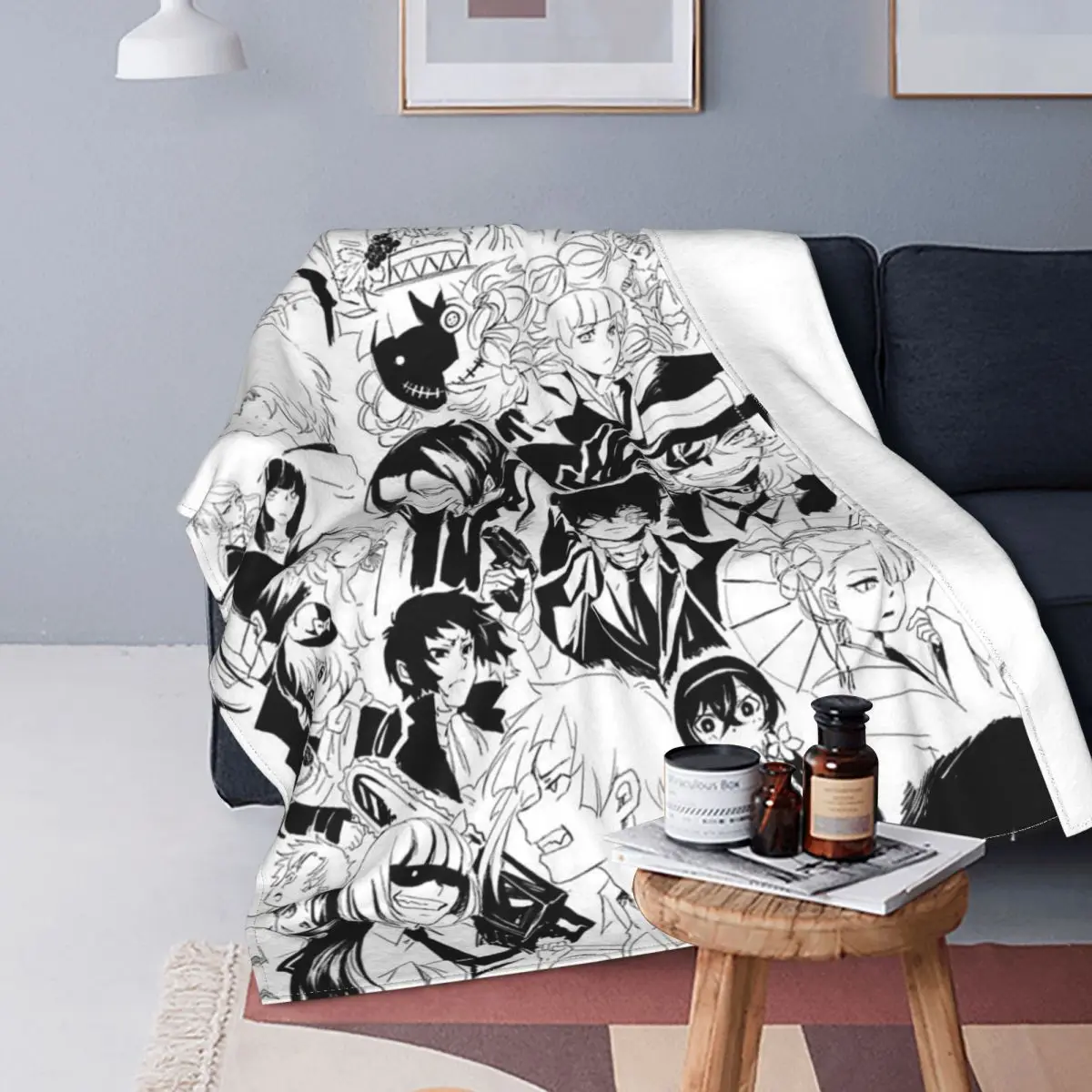 

Bungou Stray Dogs Anime Manga Blanket Velvet Autumn/Winter Dazai Osamu Lightweight Throw Blankets for Sofa Car Quilt
