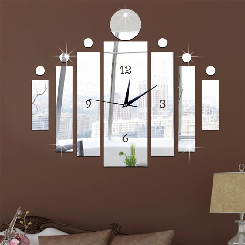 

Mirror Wall Clock Stickers DIY Rectangular 3D Stereo Mute Clock Wall Stickers for Home Decoration Promotion
