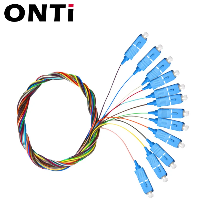 ONTi 12 Colors SC APC/UPC Pigtail-SM(9/125) Fiber Optical Patch Cord/Pigtail 1M fanout LC/UPC fiber optic Pigtails SM simplex