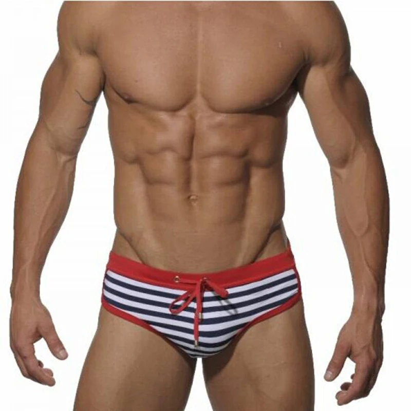 Летние мужские Сексуальные трусы с низкой талией купальник нейлон