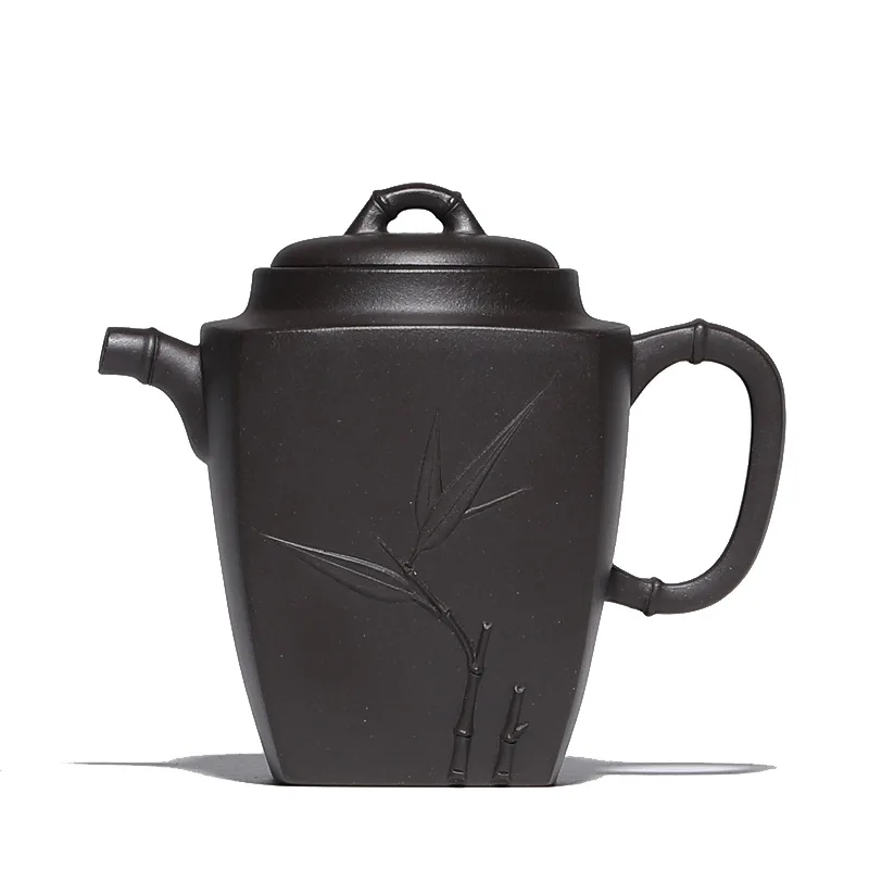 

Yixing original mine wujinni famous purple clay teapot handmade gaofengliangjie teapot square bamboo Decal tea set