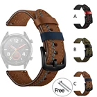 Ремешок кожаный для Samsung Galaxy Watch Active 2 42 46 мм Gear S3, браслет для часов Amazfit Bip, Huawei Watch 20 мм 22 мм